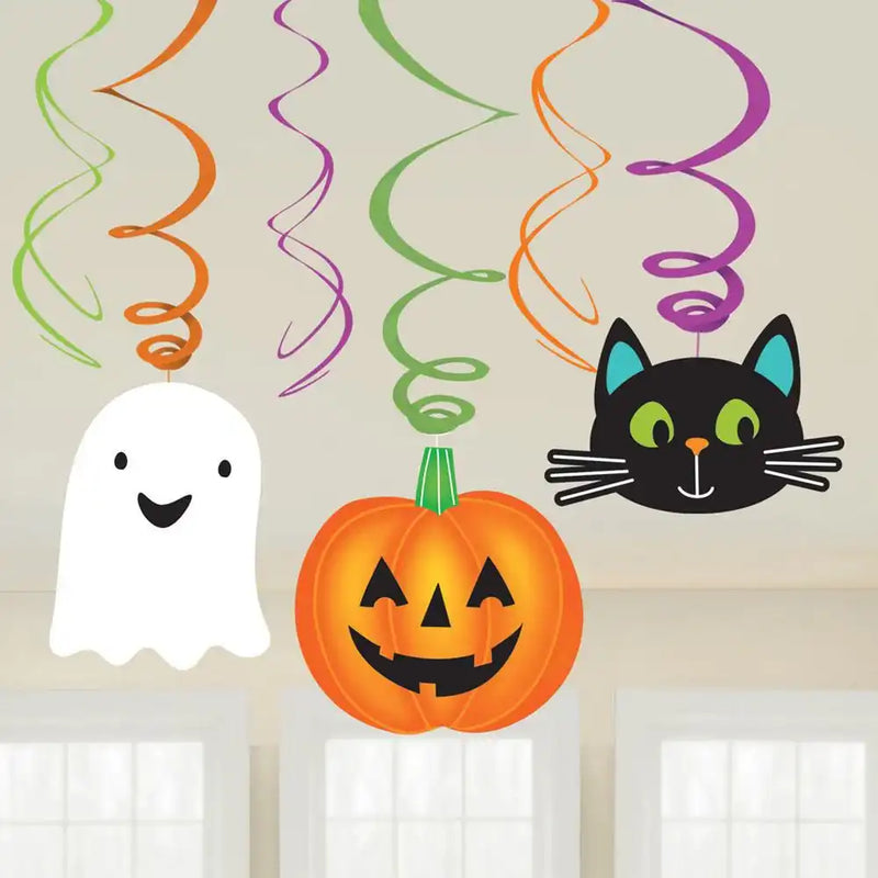 Cat & Pumpkin Swirl Decorations (x6) Halloween 2024