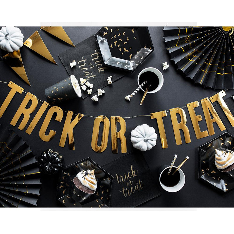 Golden “Trick or Treat” Banner (2m)