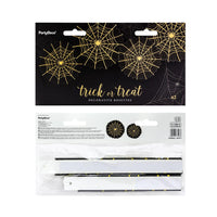 Black & Gold Spider Decorative Party Fans (x2) Halloween 2024