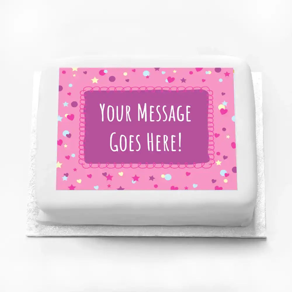Personalised Photo Cake - Hearts & Stars No Personalised Cake