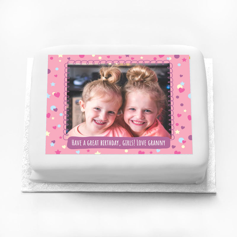 Personalised Photo Cake - Hearts & Stars