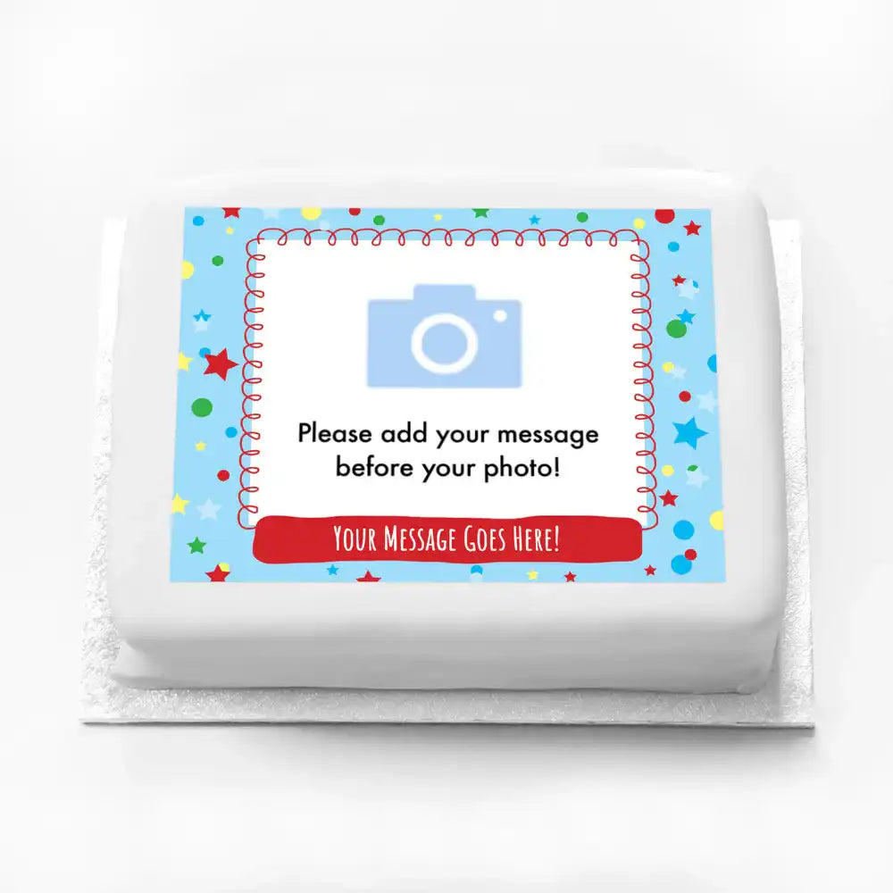 Personalised Photo Cake - Spots & Stars Photo & Message Personalised Cake