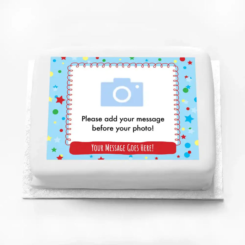 Personalised Photo Cake - Spots & Stars Photo & Message Personalised Cake