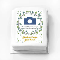 Personalised Photo Cake - Botanical Leaf Photo & Message Personalised Cake