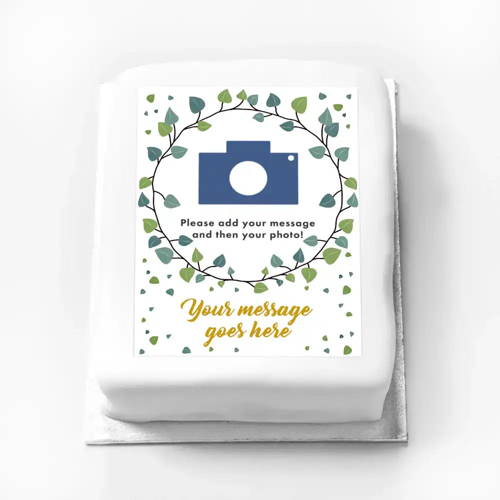 Personalised Photo Cake - Botanical Leaf Photo & Message Personalised Cake