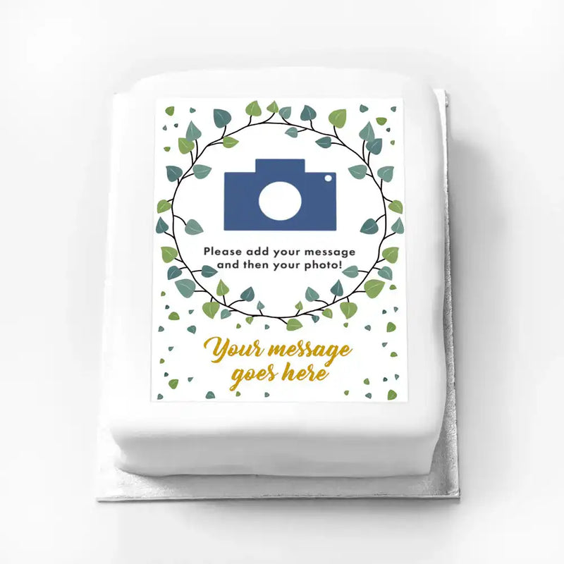 Personalised Photo Cake - Botanical Leaf Photo & Message Personalised Cake
