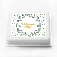 Personalised Photo Cake - Botanical Leaf Personalised Cake