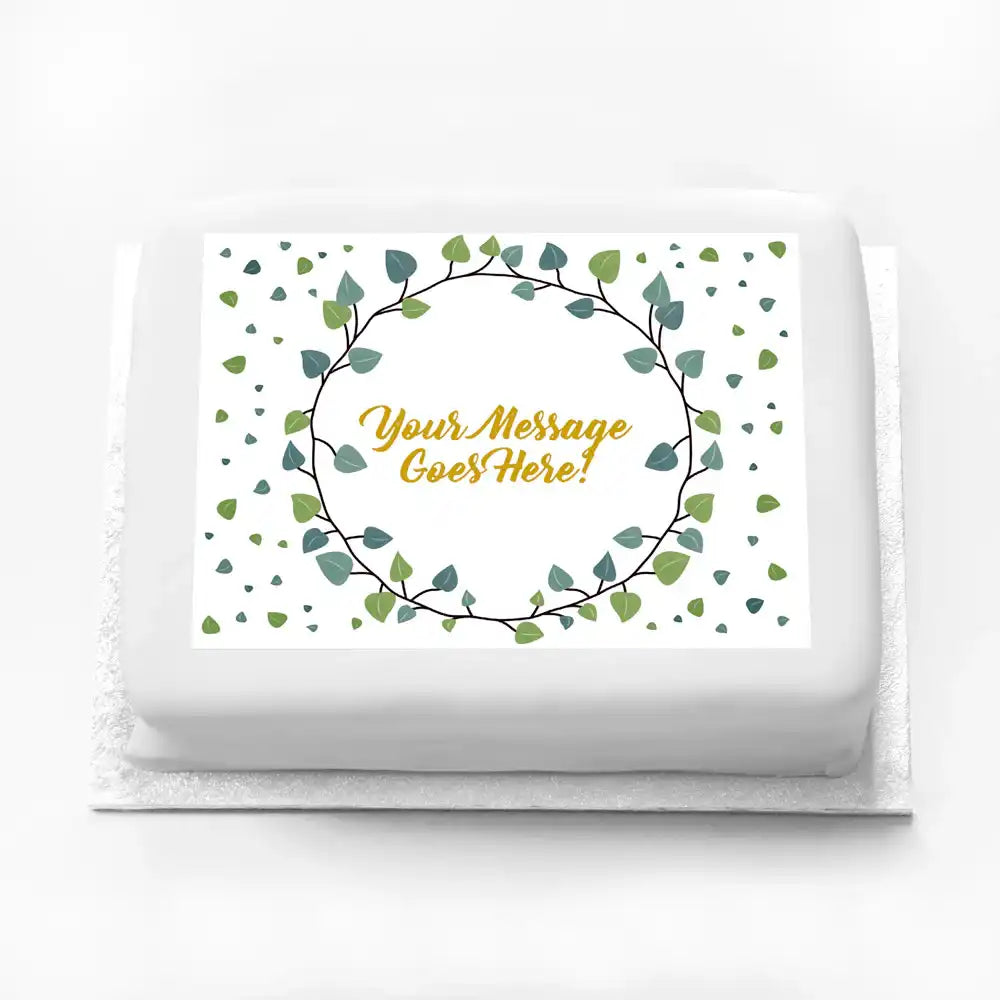 Personalised Photo Cake - Botanical Leaf Message Only Personalised Cake