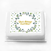 Personalised Photo Cake - Botanical Leaf Message Only Personalised Cake