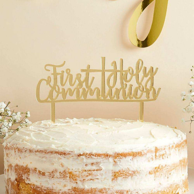 Gold Acrylic 'First Holy Communion' Cake Topper First Communion