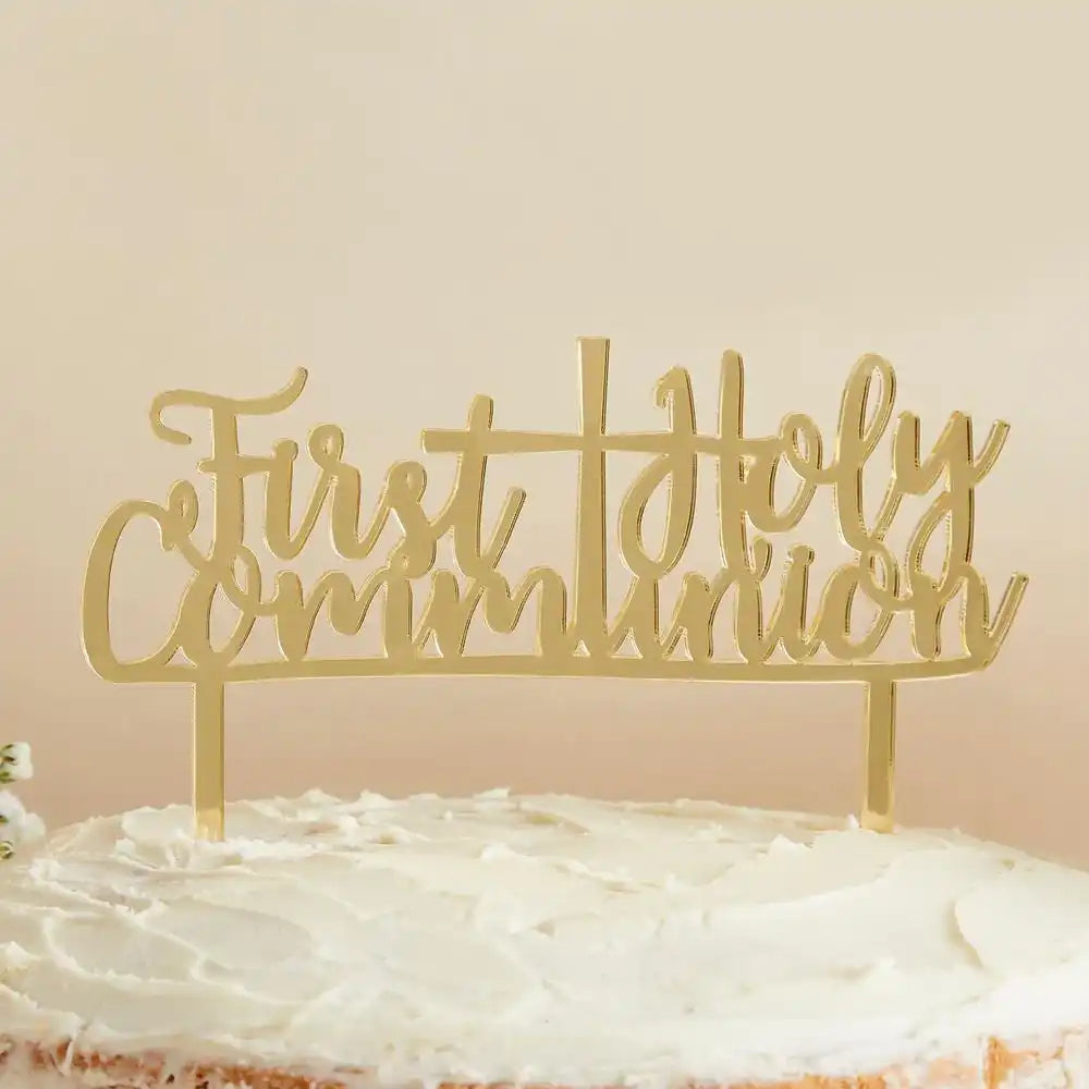 Gold Acrylic 'First Holy Communion' Cake Topper First Communion