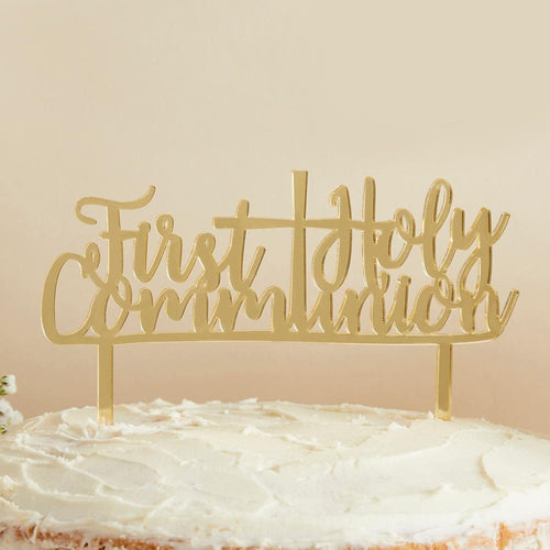 Gold Acrylic 'First Holy Communion' Cake Topper