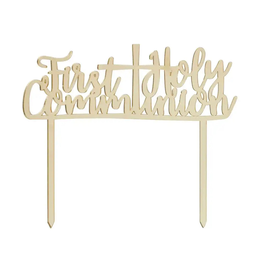 Gold Acrylic 'First Holy Communion' Cake Topper First Communion