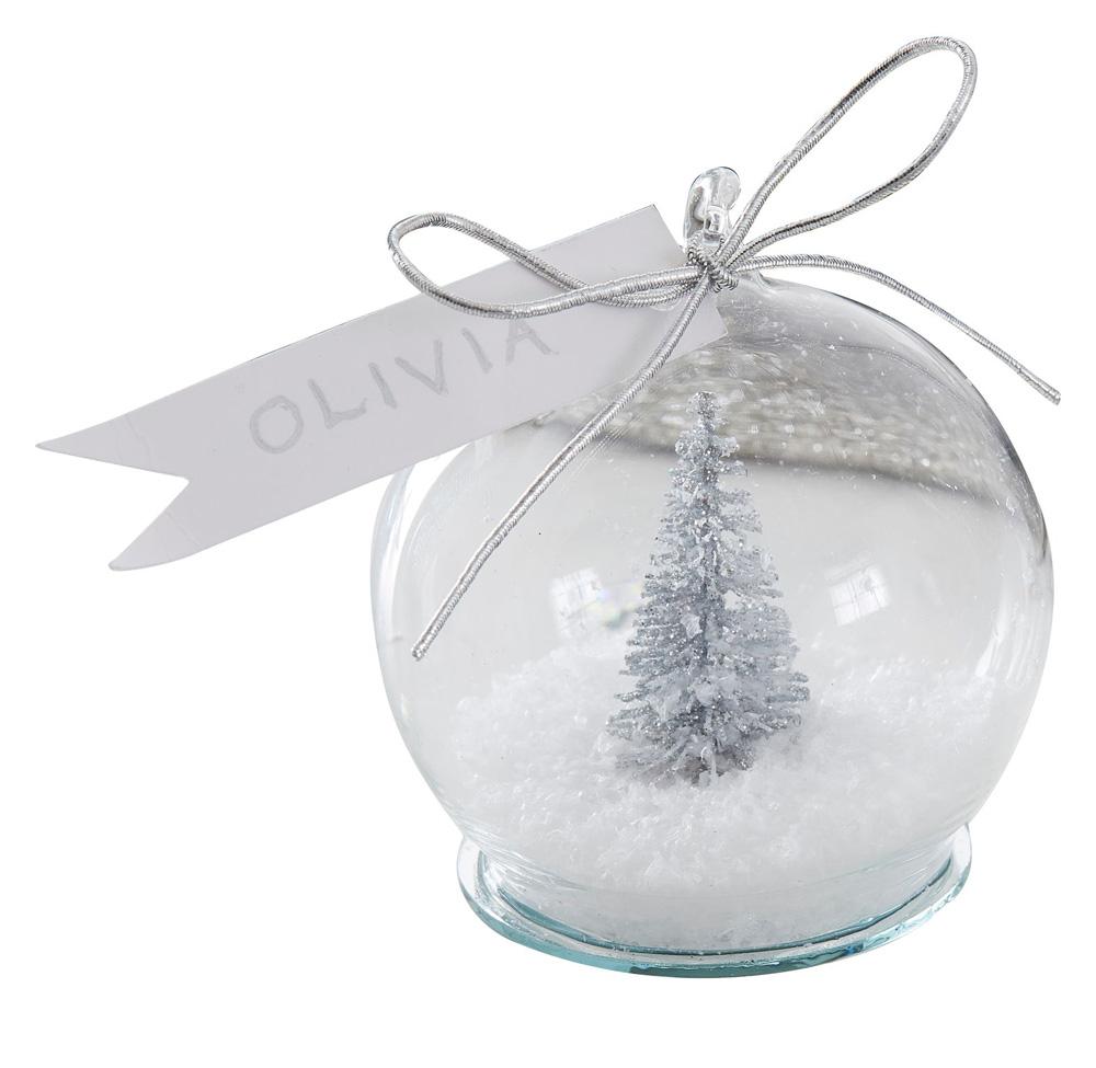 Silver Tree Snow Globe Place Cards (x4) Christmas