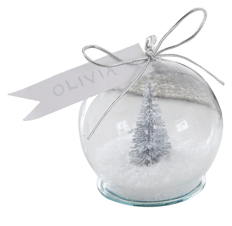 Silver Tree Snow Globe Place Cards (x4) Christmas