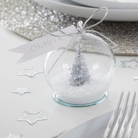 Silver Tree Snow Globe Place Cards (x4) Christmas