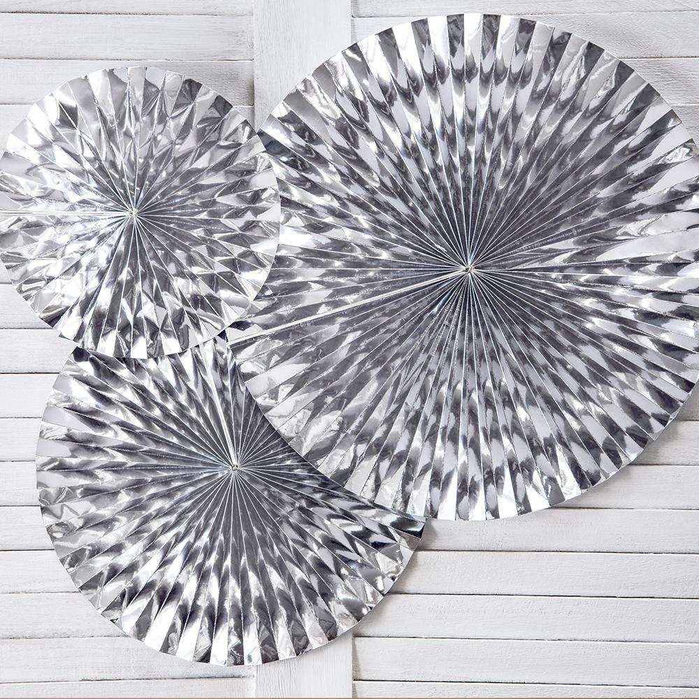 Decorative Rosettes Silver (x3) General Party