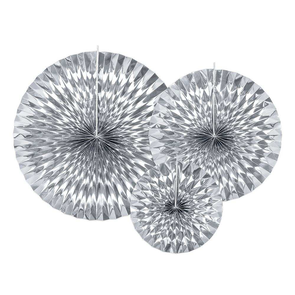 Decorative Rosettes Silver (x3) General Party