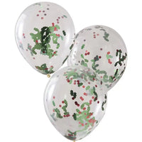 Holly and Berries Confetti Latex Balloons (x5) Christmas 2023