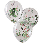 Holly and Berries Confetti Latex Balloons (x5)