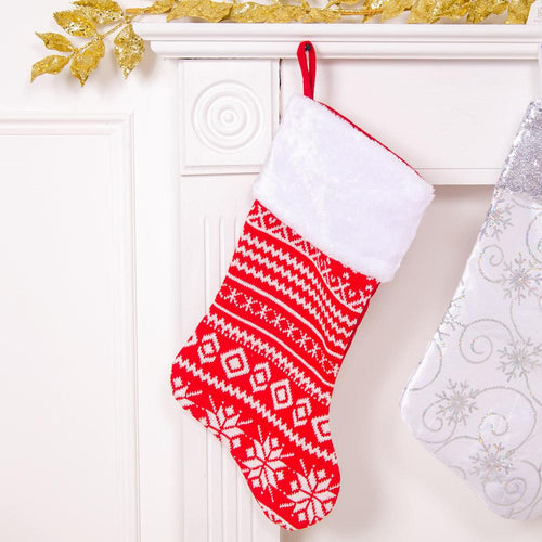 Red & White Knitted Stocking
