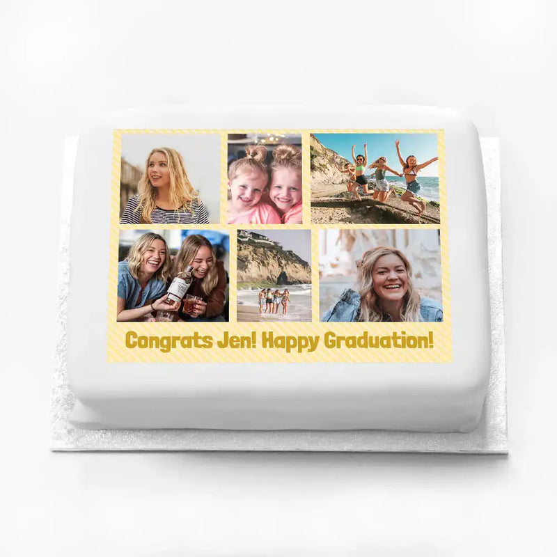 Personalised Multi Photo Cake - Gold Personalised Cake