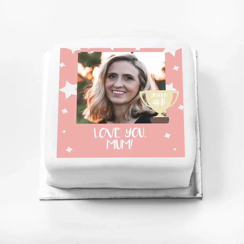 Personalised Message Gift Cake – You're Number 1 Pink Photo & Message Personalised Gift Cake