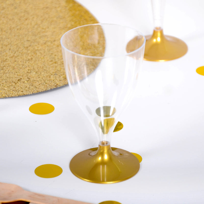 Reusable Plastic Wine Glass Gold (x10)