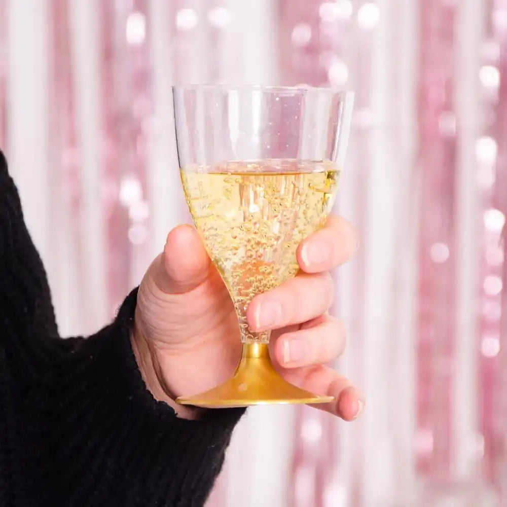 Reusable Plastic Wine Glass Gold (x6) General Party