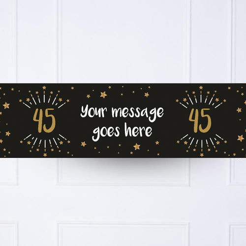 Black & Gold Any Age Personalised Party Banner