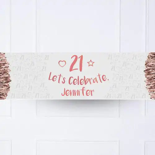 Rose Gold Any Age Personalised Party Banner No Personalised Banner