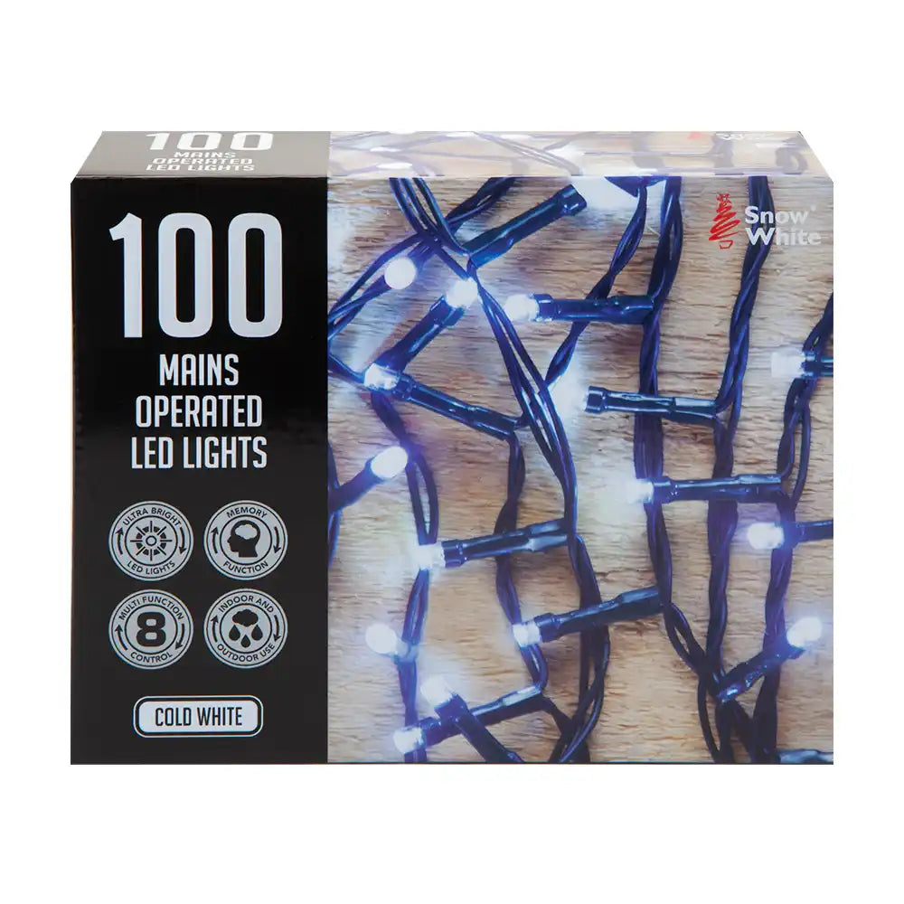 100 Multi Function Christmas LED Lights - Cold White Christmas 2024