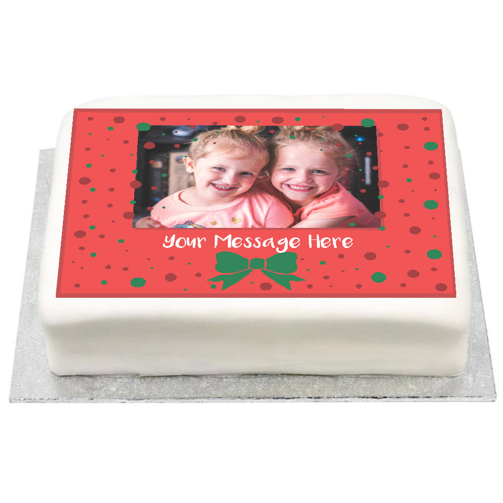 Personalised Photo Cake - Festive Christmas Yes Personalised Cake