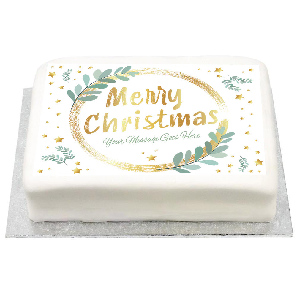 Personalised Photo Cake - Gold Sparkle Christmas No Personalised Cake