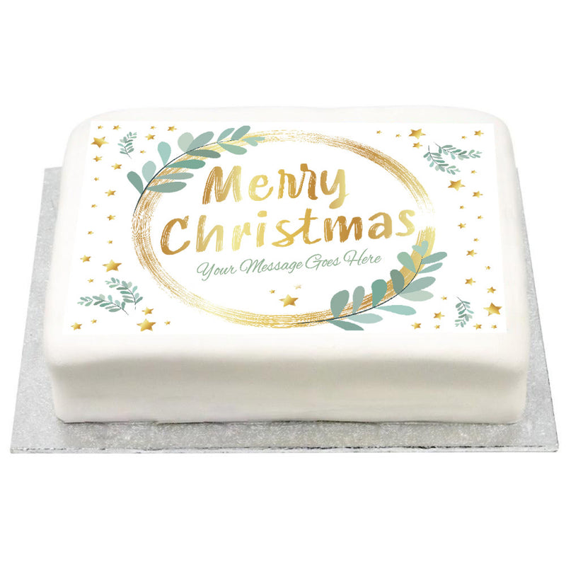 Personalised Photo Cake - Gold Sparkle Christmas No Personalised Cake