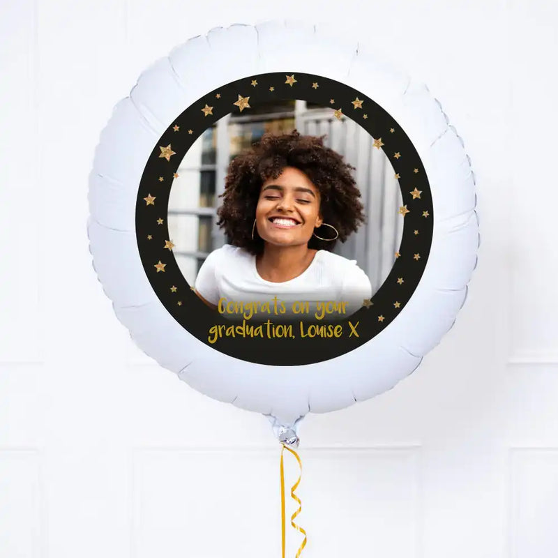 Personalised Photo Balloon – Black & Gold Stars Personalised Balloons