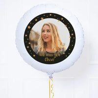 Personalised Photo Balloon – Black & Gold Stars Single Photo None Personalised Balloons