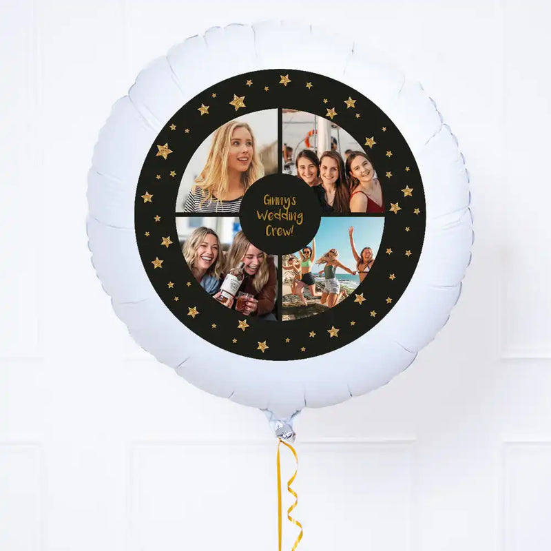 Personalised Photo Balloon – Black & Gold Stars Multi Photo None Personalised Balloons