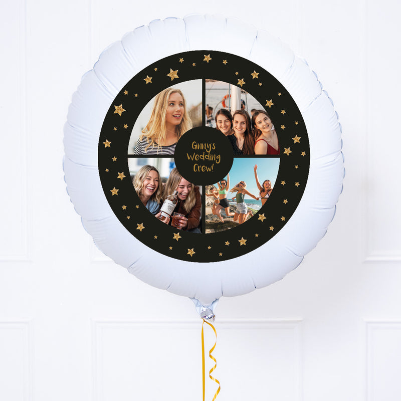 Personalised Photo Balloon – Black & Gold Stars