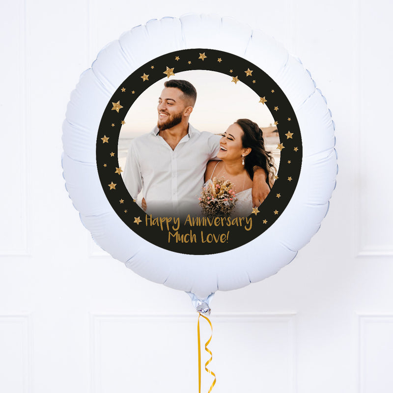 Personalised Photo Balloon – Black & Gold Stars