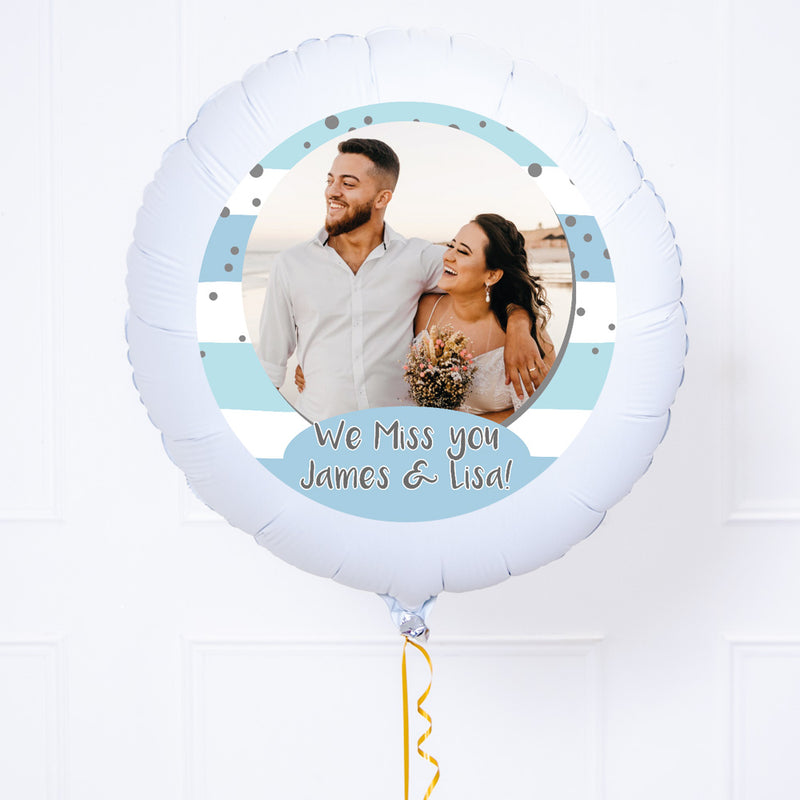 Personalised Photo Balloon – Blue Stripes