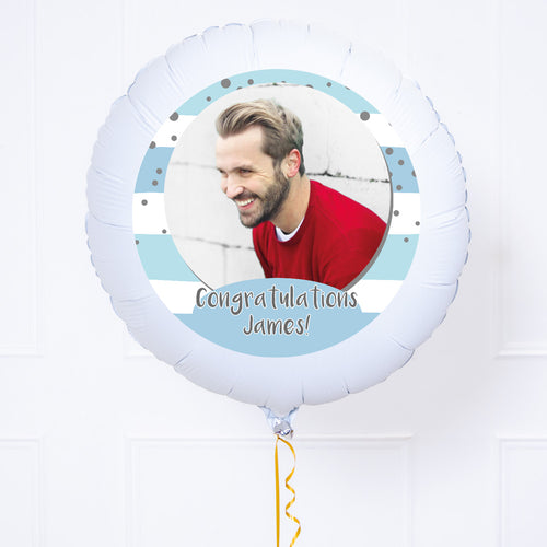 Personalised Photo Balloon – Blue Stripes