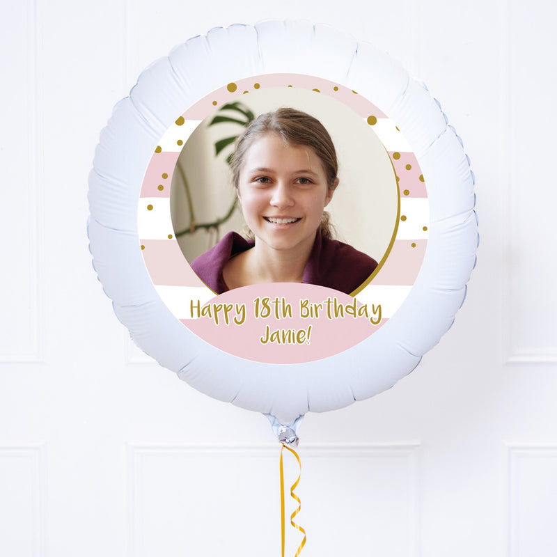 Personalised Photo Balloon – Pink Stripes