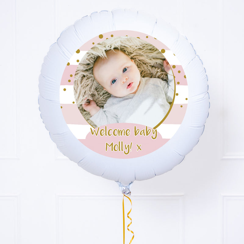 Personalised Photo Balloon – Pink Stripes