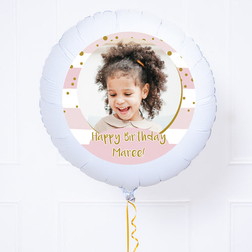 Personalised Photo Balloon – Pink Stripes