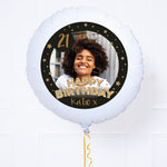 Personalised Photo Balloon - Any Age Birthday: Black & Gold Stars