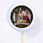 Personalised Photo Balloon - Any Age Birthday: Black & Gold Stars