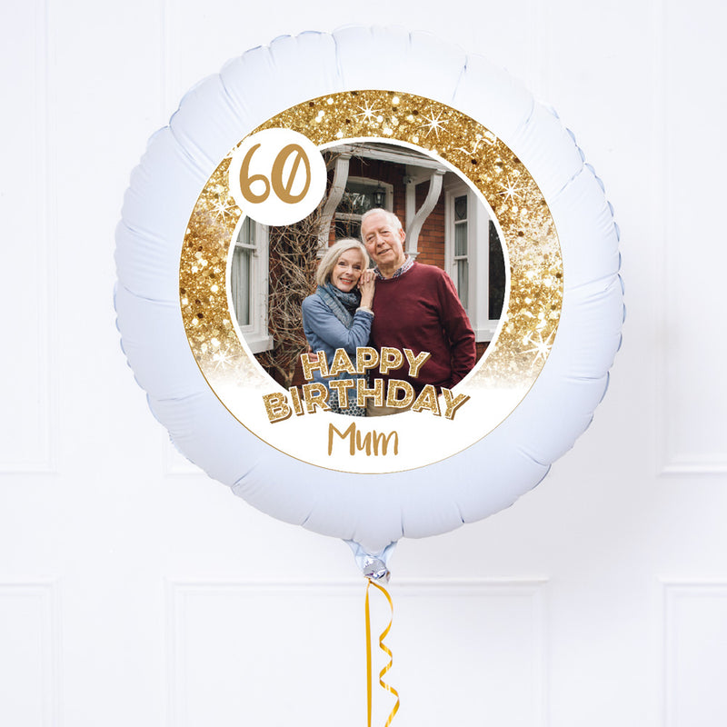 Personalised Photo Balloon - Any Age Birthday: White Lustre