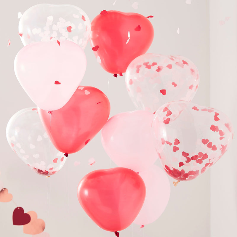 Mixed Pack Heart Balloons (x10)