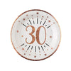 30th Birthday Rose Gold Paper Party Plates (x10) Milestone